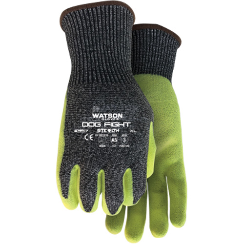 Gants r&eacute;sistant &agrave; la coupe Stealth Dog Fight, Taille Moyen, Rev&ecirc;tement Nitrile, Enveloppe en Fibre de verre/PEHP/Nylon/Acier inoxydable, ASTM ANSI niveau A5 Maritime Industrial Rubber