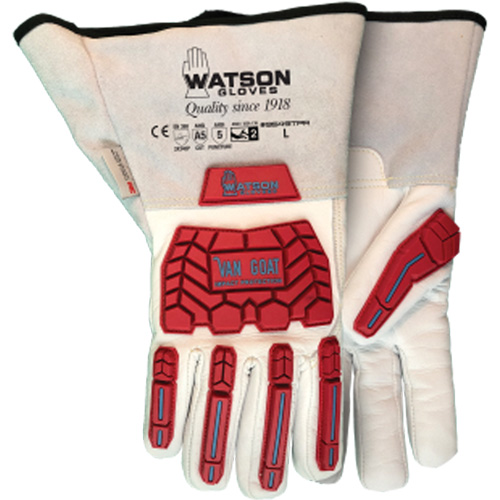 9549TPR Van Goat Gloves, Medium, Goatskin Palm, Gauntlet Cuff Maritime Industrial Rubber