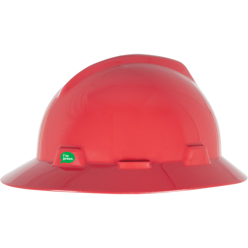 V-Gard&reg; GREEN Slotted Full Brim Hard Hat, Meets CSA Type 1, Ratchet Suspension Maritime Industrial Rubber