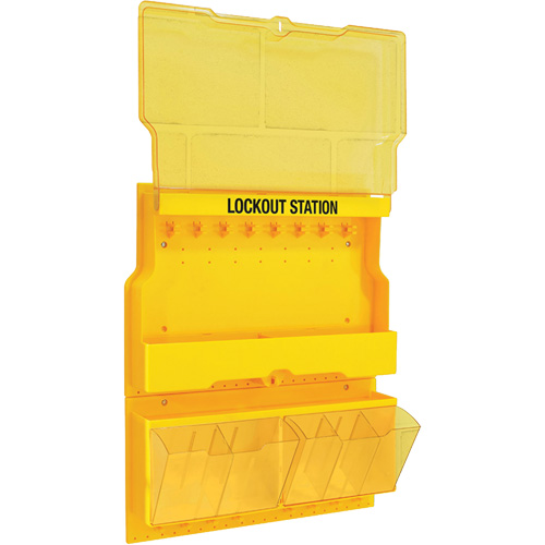 Station de verrouillage de luxe avec couvercle et &eacute;tiquettes trilingues, Cadenas Aucune, Capacit&eacute; de 32, Cadenas Non compris Maritime Industrial Rubber