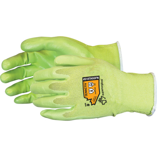 Composite Filament Fiber Cut-Resistant Hi-Viz Glove, Size 5, 18 Gauge, Foam Nitrile Coated, TenActiv Shell, ANSI/ISEA 105 Level 4 Maritime Industrial Rubber