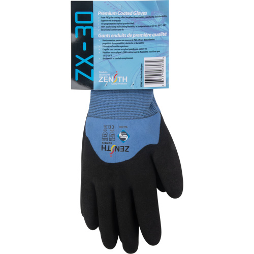 ZX-30° Premium Coated Gloves, Large, Foam PVC Coating, 15 Gauge, Nylon Shell Maritime Industrial Rubber