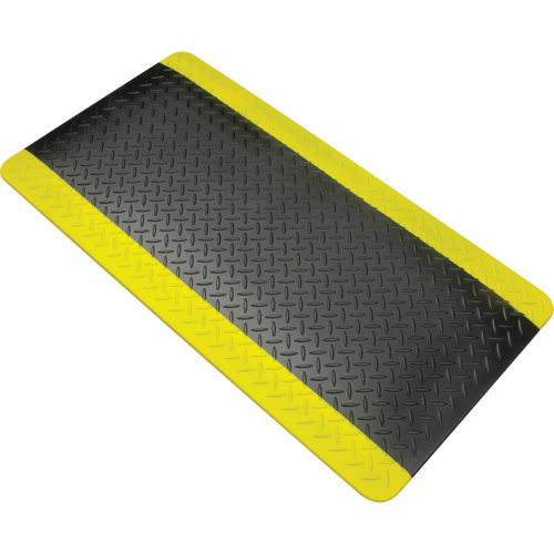 Tapis antifatigue, Losange, 1-2/3' x 3-1/4' x 3/4", Noir/Jaune, Polyur&eacute;thane Maritime Industrial Rubber
