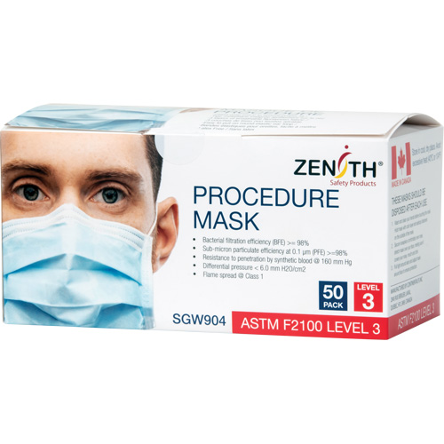 Disposable Procedure Face Masks, ASTM F2100 Level 3, Class 1 Maritime Industrial Rubber