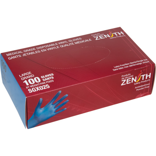 Medical-Grade Disposable Gloves, Small, Vinyl, 4.5-mil, Powder-Free, Blue, Class 2 Maritime Industrial Rubber