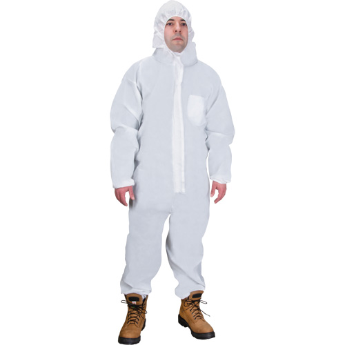Hooded Coveralls, 4X-Large, White, SMS Maritime Industrial Rubber