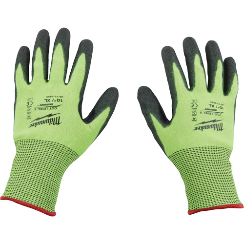 Gants &agrave; haute visibilit&eacute; enduits par trempage, Taille Petit, Calibre 15, Rev&ecirc;tement Polyur&eacute;thane, Enveloppe en Poly&eacute;thyl&egrave;ne, ASTM ANSI niveau A5 Maritime Industrial Rubber