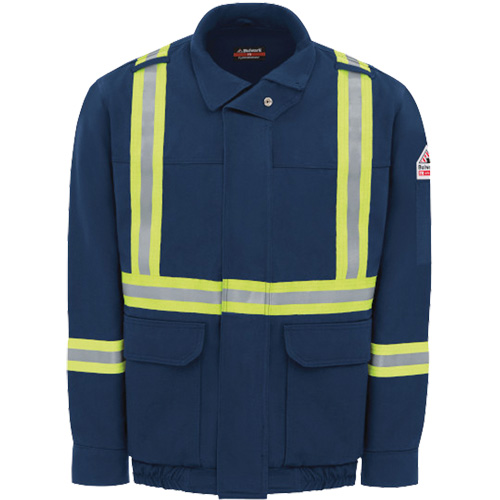 Blouson aviateur doubl&eacute; pour hommes avec garniture r&eacute;fl&eacute;chissante, Petit, Bleu marin, 29 cal/cm² Maritime Industrial Rubber