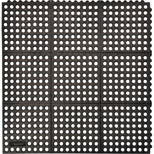 Cushion-Ease&reg; 550 Interlocking Anti-Fatigue Mat, Slotted, 3' x 3' x 3/4", Black, Rubber Maritime Industrial Rubber