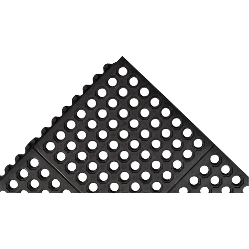 Cushion-Ease&reg; 550 Interlocking Anti-Fatigue Mat, Slotted, 3' x 3' x 3/4", Black, Rubber Maritime Industrial Rubber