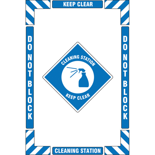 "Cleaning Station" Floor Marking Kit, Adhesive, English with Pictogram Maritime Industrial Rubber