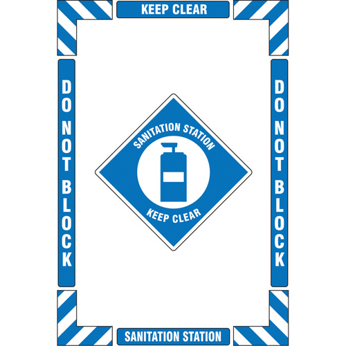 "Sanitation Station" Floor Marking Kit, Adhesive, English with Pictogram Maritime Industrial Rubber