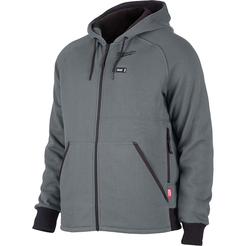 Chandail &agrave; capuchon chauffant M12 complet, Hommes, 2T-Grand, Gris, Polyester Maritime Industrial Rubber