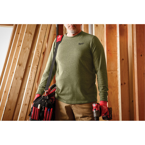 Hybrid Work Tee Shirt, Men's, Small, Green Maritime Industrial Rubber