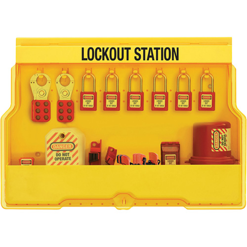 Premier Electrical Lockout Station, Thermoplastic Padlocks, 16 Padlock Capacity, Padlocks Included Maritime Industrial Rubber
