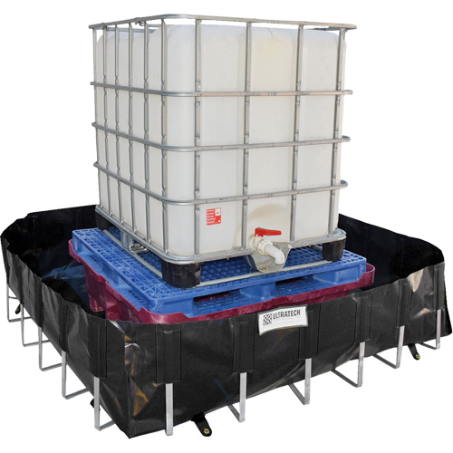Ultra-IBC Berm&reg; Spill Berm, 400 US gal. Capacity, 6' W x 6' L x 18" H, L-Bracket Maritime Industrial Rubber