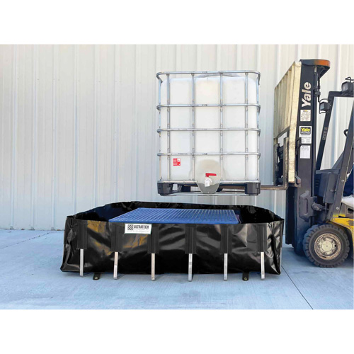 Ultra-IBC Berm&reg; Spill Berm, 400 US gal. Capacity, 6' W x 6' L x 18" H, L-Bracket Maritime Industrial Rubber