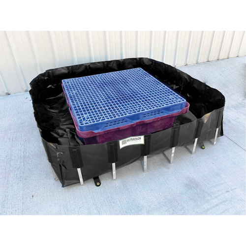 Ultra-IBC Berm&reg; Spill Berm, 400 US gal. Capacity, 6' W x 6' L x 18" H, L-Bracket Maritime Industrial Rubber