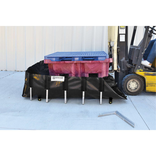 Ultra-IBC Berm&reg; Spill Berm, 400 US gal. Capacity, 6' W x 6' L x 18" H, L-Bracket Maritime Industrial Rubber