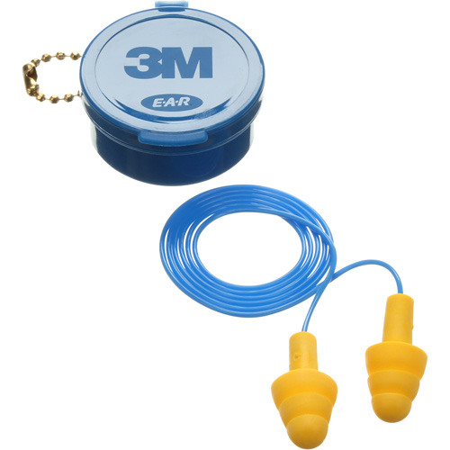E-A-R Ultrafit Premolded Earplugs, Corded, Pair - Plastic Case, 25 dB NRR, One-Size Maritime Industrial Rubber