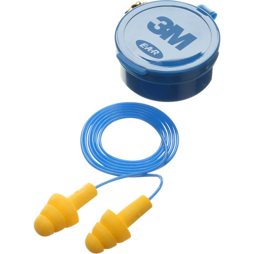 E-A-R Ultrafit Premolded Earplugs, Corded, Pair - Plastic Case, 25 dB NRR, One-Size Maritime Industrial Rubber