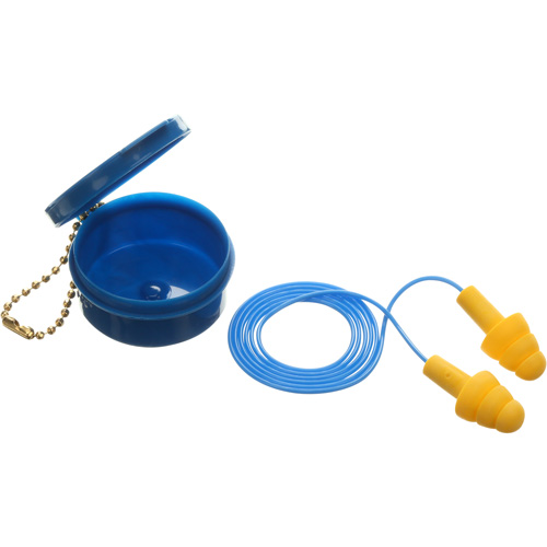 E-A-R Ultrafit Premolded Earplugs, Corded, Pair - Plastic Case, 25 dB NRR, One-Size Maritime Industrial Rubber
