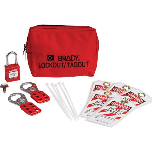 Lockout Tagout Kit with Nylon Safety Padlock in Pouch, Electrical Kit, 14 Components Maritime Industrial Rubber