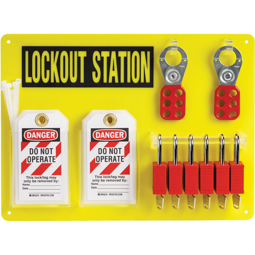 Tableau de cadenassage et &eacute;tiquetage avec cadenas de s&eacute;curit&eacute; en nylon utilisant des cl&eacute;s diff&eacute;rentes, Cadenas Plastique, Capacit&eacute; de 6, Cadenas Compris Maritime Industrial Rubber