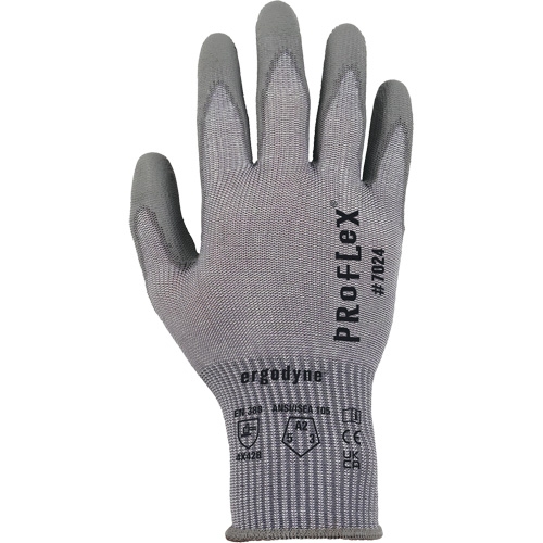 ProFlex 7024 Cut-Resistant Gloves, Size Small, 13 Gauge, Polyurethane Coated, Polyester/HPPE/Spandex Shell, ASTM ANSI Level A2/EN 388 Level B Maritime Industrial Rubber