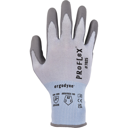 ProFlex 7025 Cut-Resistant Gloves, Size Small, 18 Gauge, Polyurethane Coated, Nylon/HPPE/Spandex Shell, ASTM ANSI Level A2/EN 388 Level B Maritime Industrial Rubber