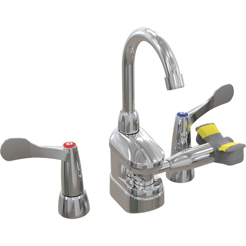 Swing-Activated Faucet/Eyewash with Wristblade Faucet Valves, Sink Mount Installation Maritime Industrial Rubber