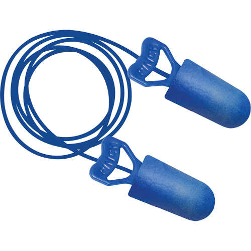 Bouchons d'oreilles biosourc&eacute;s d&eacute;tectables par le m&eacute;tal Food Pro PinchFit BioSoft, Avec cordon, Taille unique, Vrac - Boîte, NRR dB 32 Maritime Industrial Rubber