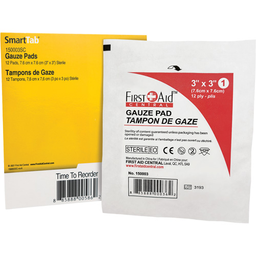Recharge de gaze SmartCompliance, Tampon, 3" lo x 3" la, St&eacute;rile, Dispositif m&eacute;dical Classe 1 Maritime Industrial Rubber