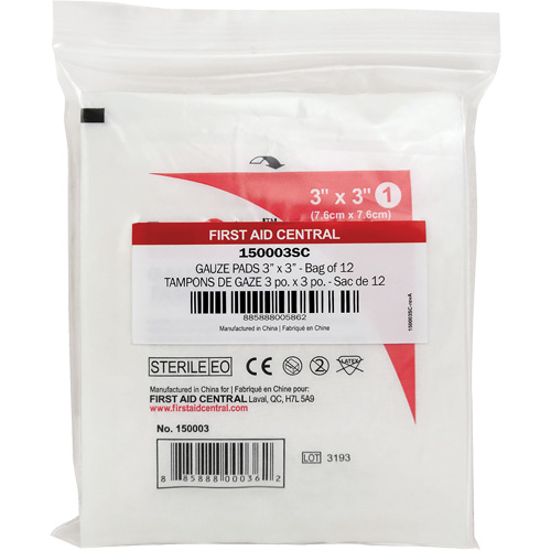 Recharge de gaze SmartCompliance, Tampon, 3" lo x 3" la, St&eacute;rile, Dispositif m&eacute;dical Classe 1 Maritime Industrial Rubber