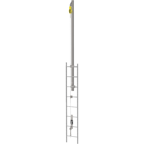 Ensemble de c&acirc;bles de s&eacute;curit&eacute; pour &eacute;chelle verticale Latchways avec avec potence de rallonge pour &eacute;chelle verticale SRL, Acier inoxydable Maritime Industrial Rubber