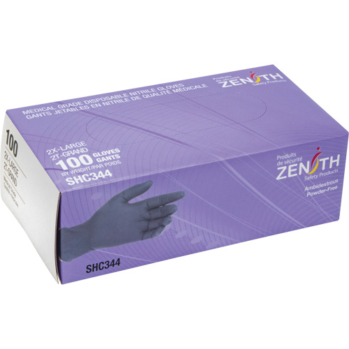 Medical Grade Disposable Gloves, 2X-Large, Nitrile, 6-mil, Powder-Free, Black, Class 2 Maritime Industrial Rubber