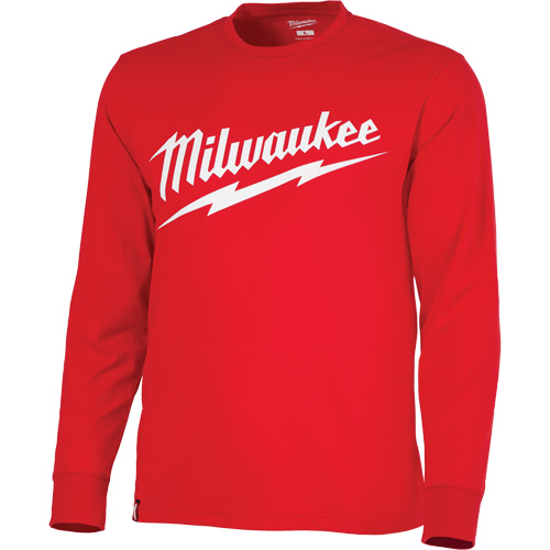 Heavy-Duty Long-Sleeved T-Shirt with Milwaukee&reg; Logo, Men's, Small, Red Maritime Industrial Rubber