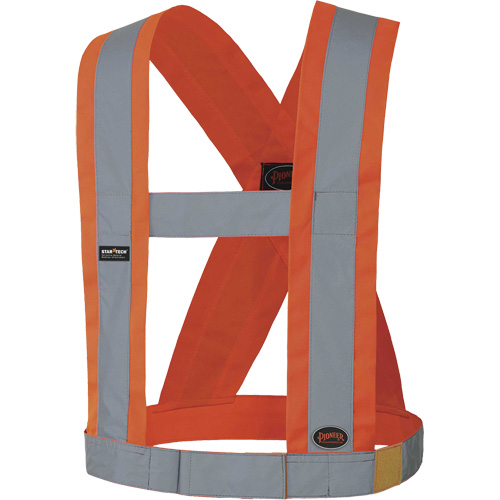 5490 4" Wide Adjustable Safety Sash, Meets/Exceeds CSA Z96 Class 2 - Level 2, High Visibility Orange, Silver Reflective Colour, One Size Maritime Industrial Rubber