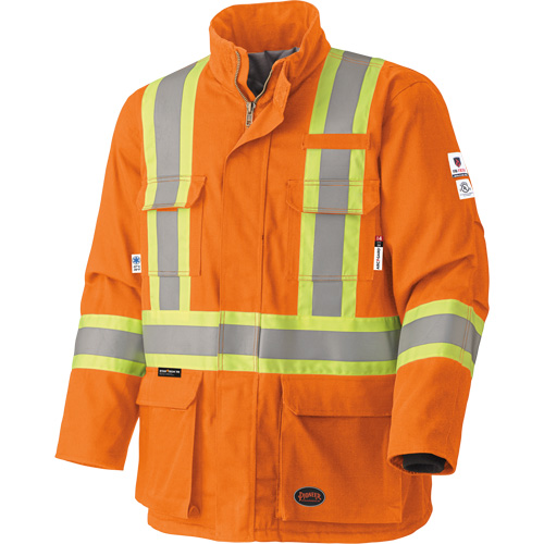 5533 Flame-Resistant Safety Parka, Small, High Visibility Orange, 58 cal/cm² Maritime Industrial Rubber