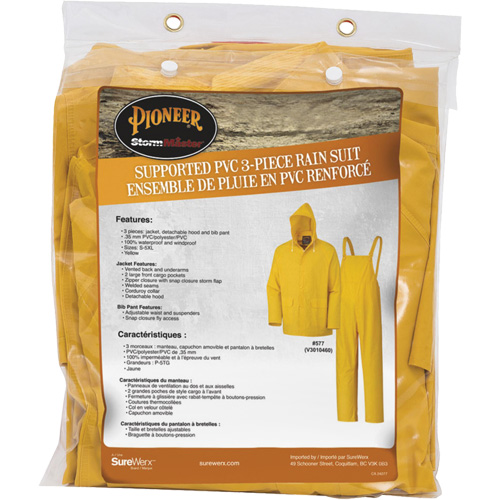 577 3-Piece Rain Suit, Polyester/PVC, 6X-Large, Yellow Maritime Industrial Rubber