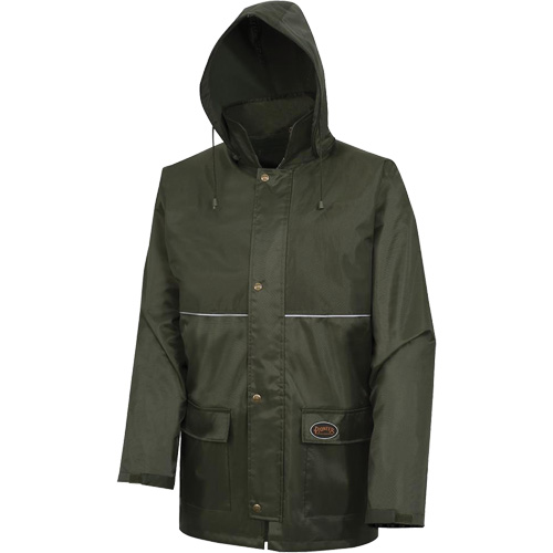 D8120J Nailhead Ripstop Tree Planter Hooded Jacket, Polyester/PVC, X-Small, Green Maritime Industrial Rubber