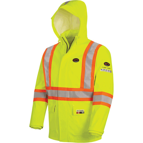 5881 Manteau de pluie ignifuge et protection contre les &eacute;clats d'arc &eacute;lectrique, T-petit, Jaune haute visibilit&eacute;, 10 cal/cm² Maritime Industrial Rubber