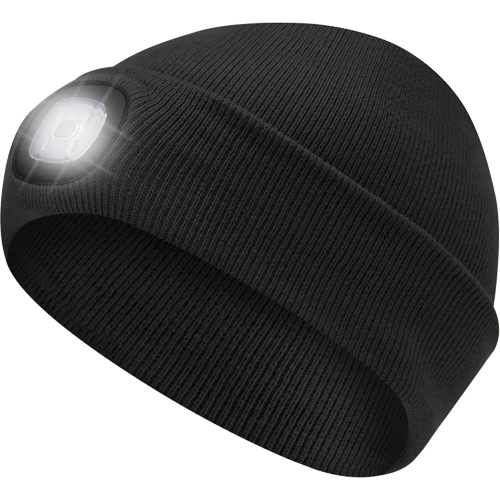 5678 Tuque en tricot avec lampe frontale &agrave; DEL, Doublure en Molleton, Taille unique, Noir Maritime Industrial Rubber