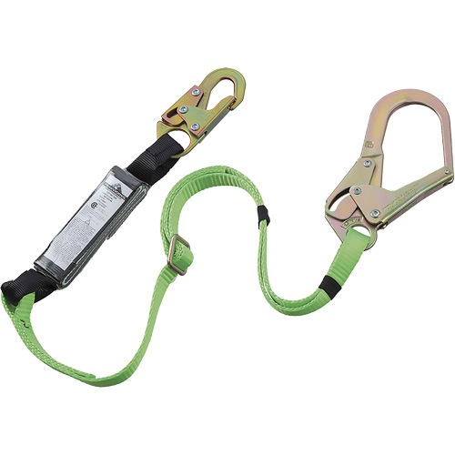 SA-5402-6A Shock Absorbing Lanyard, 6', Rebar Hook Center, Snap Hook Leg Ends, Polyester Maritime Industrial Rubber
