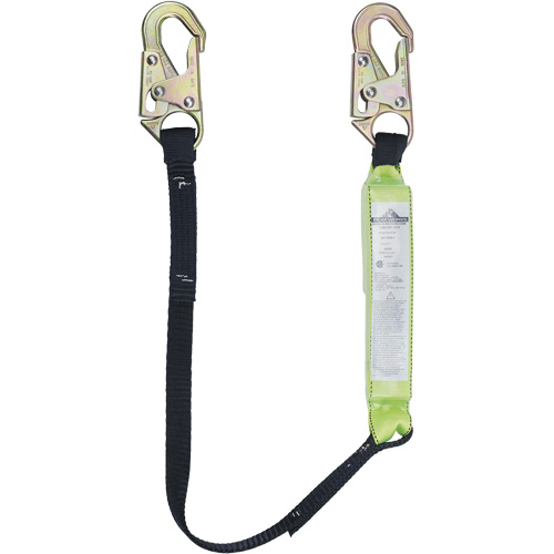 SA-6400-4 Shock Absorbing Lanyard, 4', Snap Hook Center, Snap Hook Leg Ends, Polyester Maritime Industrial Rubber