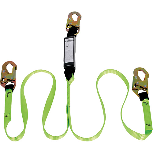 SA-54000-4 Shock Absorbing Lanyard, 4', Snap Hook Center, Snap Hook Leg Ends, Polyester Maritime Industrial Rubber