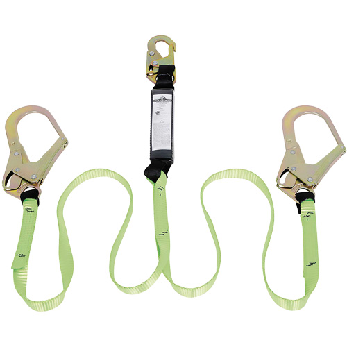 SA-54022-6 Shock Absorbing Lanyard, 6', Rebar Hook Center, Snap Hook Leg Ends, Polyester Maritime Industrial Rubber