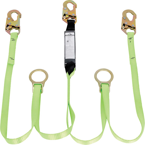 SA-54055-6 Shock Absorbing Lanyard, 6', Snap Hook Center, Snap Hook Leg Ends, Polyester Maritime Industrial Rubber