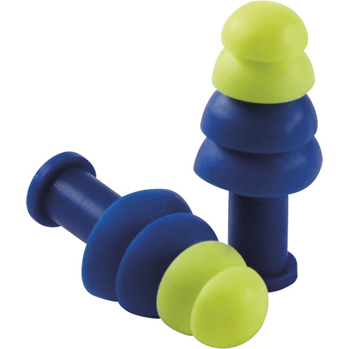 Reusable Tapered Earplugs, Uncorded, Bulk - Box, 27 dB NRR, One-Size Maritime Industrial Rubber
