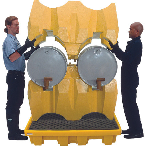 Syst&egrave;me de confinement Ultra-Drum avec drain pour 4 barils, 53" lo x 53" la x 77,8" ha, 3000 gal. US Capacit&eacute; Maritime Industrial Rubber